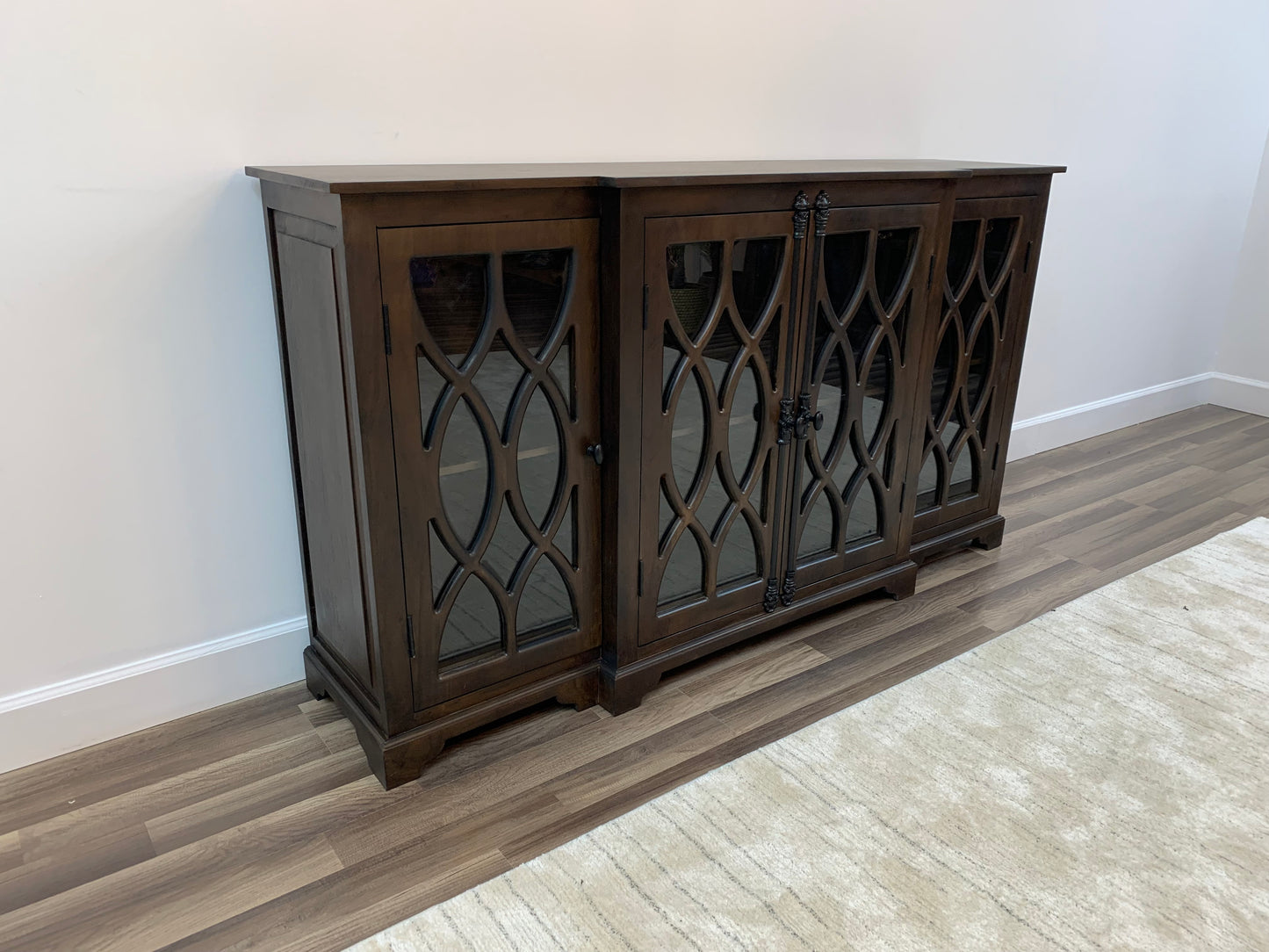 Clarissa 72" Acacia 4 Door Breakfront Sideboard - Natural + Black