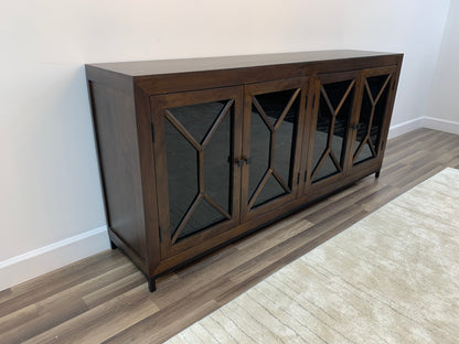 Candace 82" Smoked Glass 4 Door Sideboard - Natural + Black