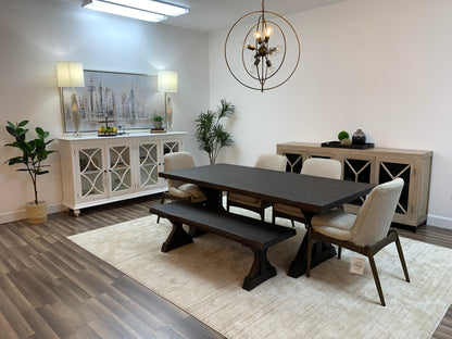 Bartholomew 84" Teak Live Edge Dining Table - Natural + Black