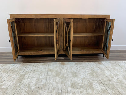 Candace 82" Smoked Glass 4 Door Sideboard - Natural