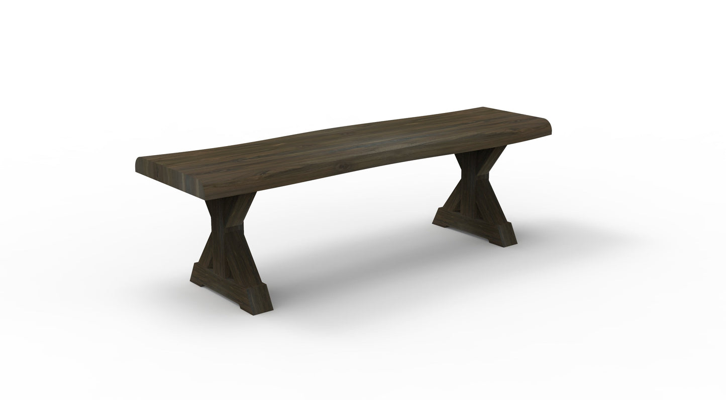 Bartholomew Teak Live Edge Dining Bench - Natural + Black