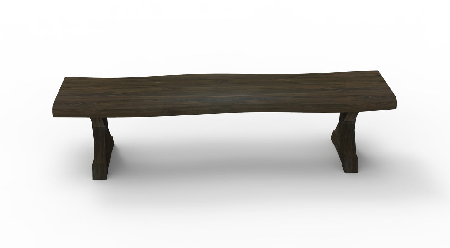 Bartholomew Teak Live Edge Dining Bench - Natural + Black