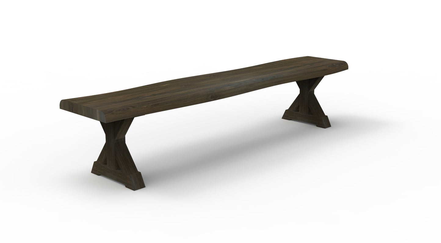 Bartholomew Teak Live Edge Dining Bench - Natural + Black