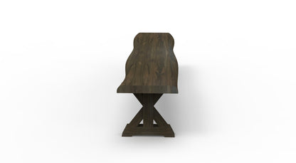 Bartholomew Teak Live Edge Dining Bench - Natural + Black