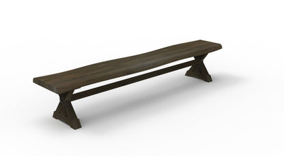 Bartholomew Teak Live Edge Dining Bench - Natural + Black