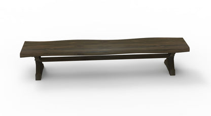 Bartholomew Teak Live Edge Dining Bench - Natural + Black