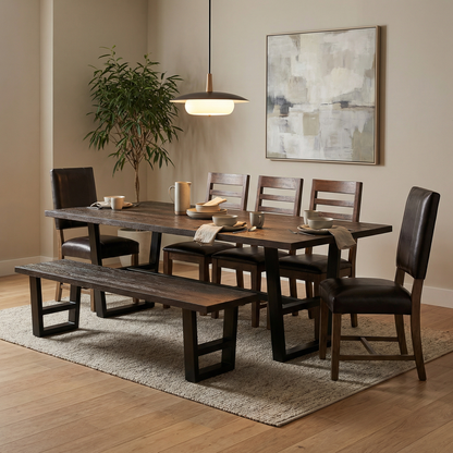 Wallace 108" Oak Dining Table - Sandblasted Black