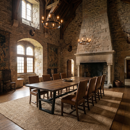 Wallace 120" Oak Dining Table - Sandblasted Black