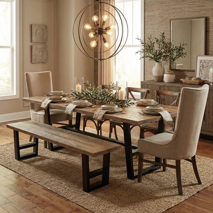 Wallace 72" Oak Dining Table - Sandblasted Natural