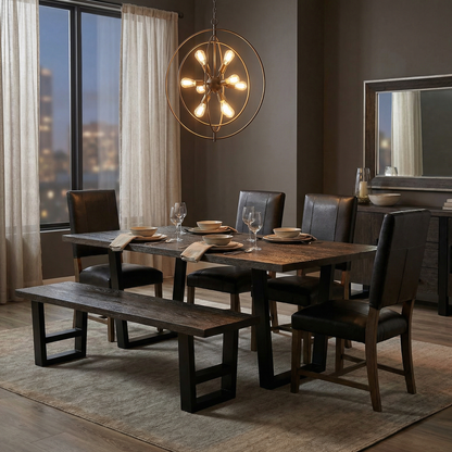 Wallace 72" Oak Dining Table - Sandblasted Black