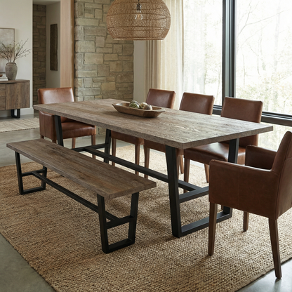 Wallace 96" Oak Dining Bench - Sandblasted Natural