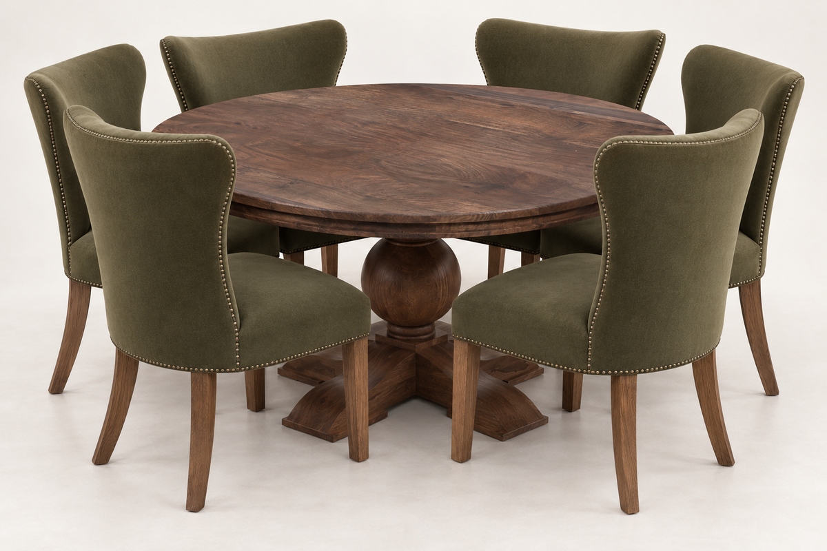 Weston 72" Acacia Round Dining Table - Smoke