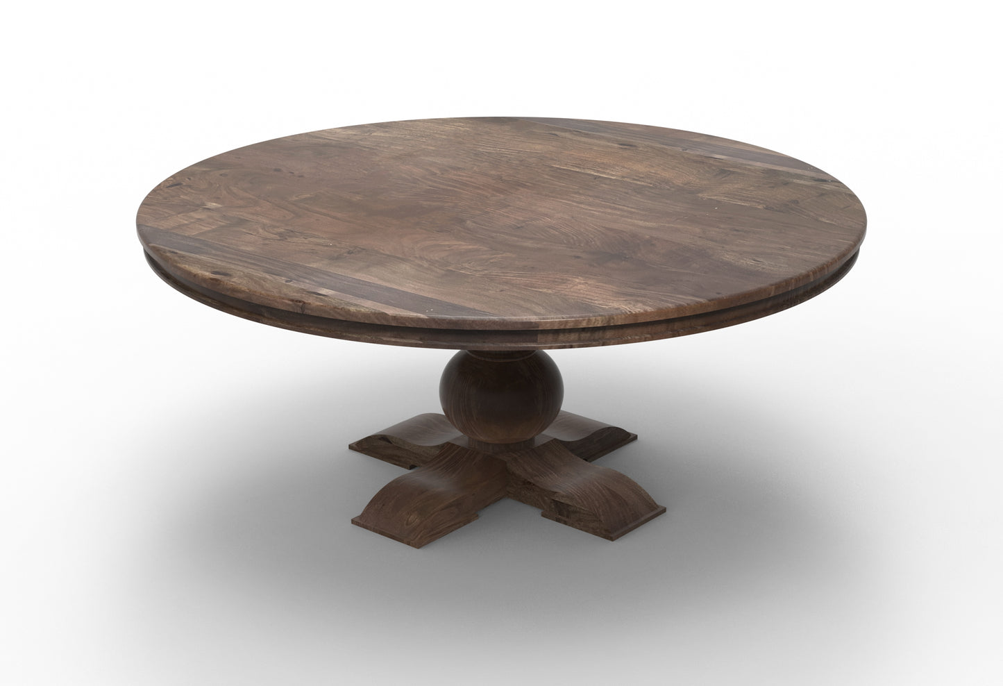 Weston 72" Acacia Round Dining Table - Natural + Smoke