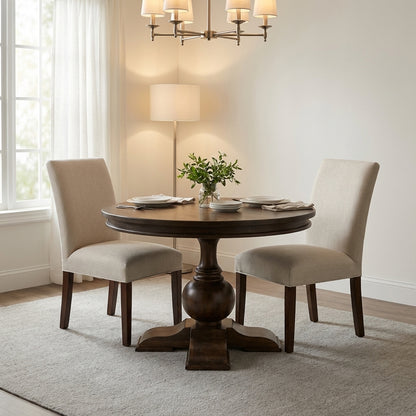 Weston 42" Acacia Round Dining Table - Natural + Black