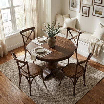 Weston 42" Acacia Round Dining Table - Natural + Smoke