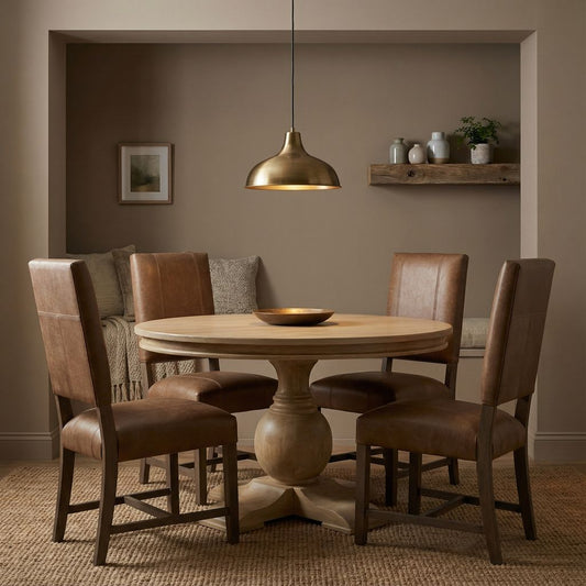 Weston 42" Acacia Round Dining Table - New White Wash