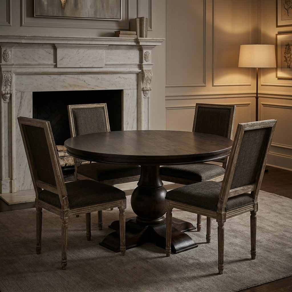 Weston 53" Acacia Round Dining Table - Natural + Black