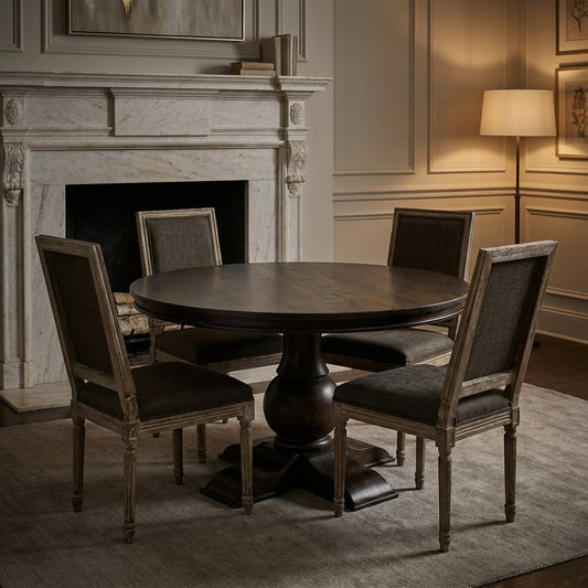 Weston 53" Acacia Round Dining Table - Natural + Black