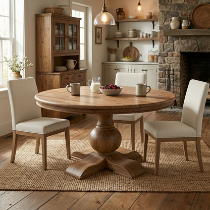 Weston 60" Acacia Round Dining Table - Natural + Gray