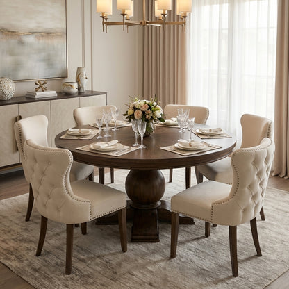 Weston 60" Acacia Round Dining Table - Natural + Smoke