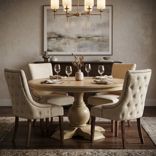 Weston 60" Acacia Round Dining Table - New White Wash