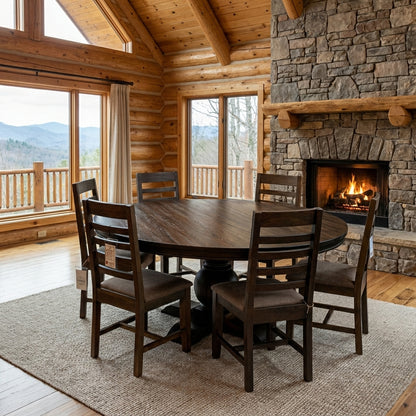 Weston 72" Acacia Round Dining Table - Natural + Black