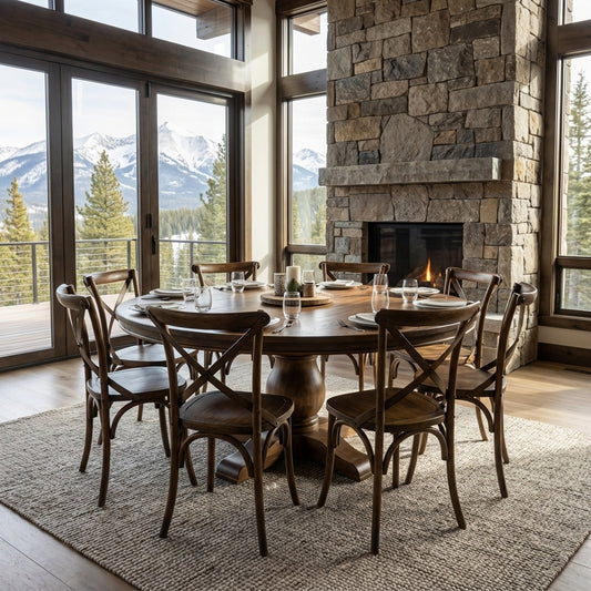 Weston 72" Acacia Round Dining Table - Natural + Gray