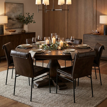 Weston 72" Acacia Round Dining Table - Natural + Smoke