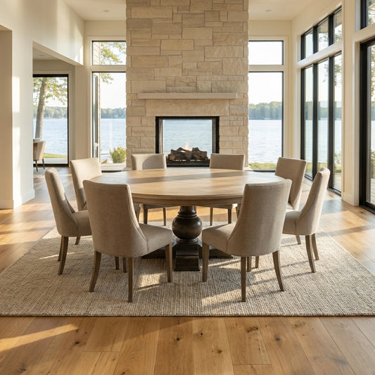 Weston 72" Acacia Round Dining Table - New White Wash