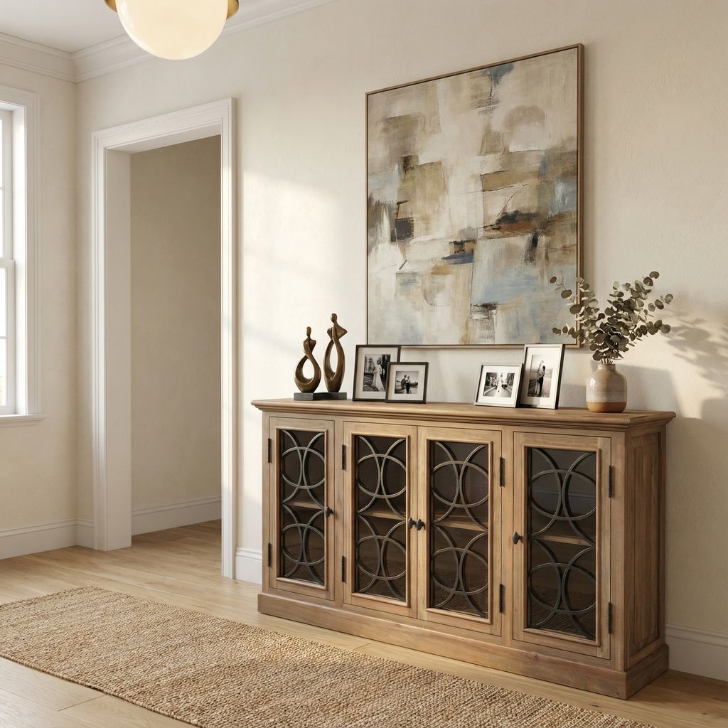 Wilhelm 76" 4 Door Sideboard - Natural + Gray