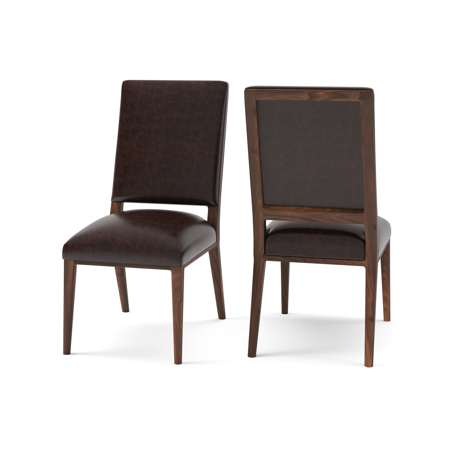Willis Deconstructed Top Grain Leather Dining Chair -  Tobacco + Natural & Black