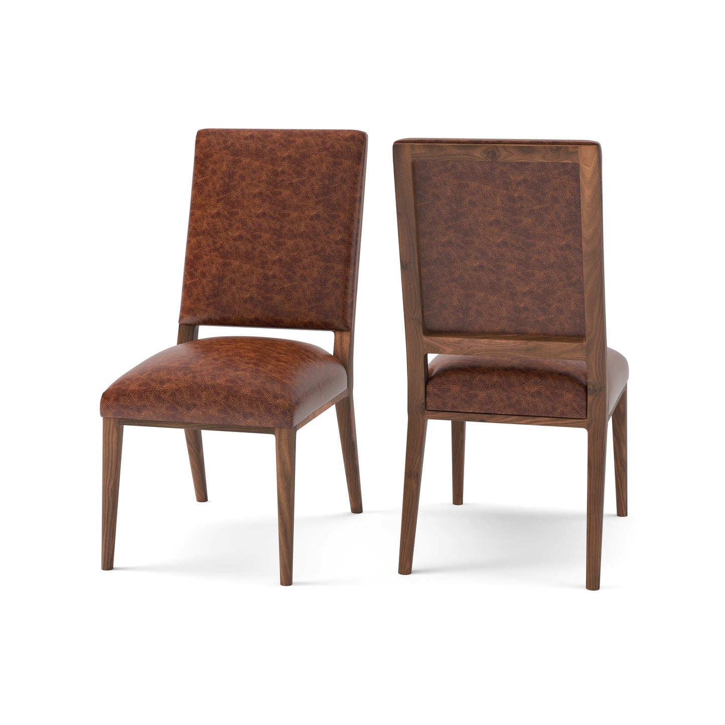 Willis Deconstructed Top Grain Leather Dining Chair -  Whiskey + Natural & Smoke