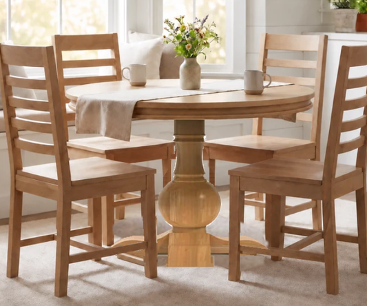Weston 53" Acacia Round Dining Table - White Wash