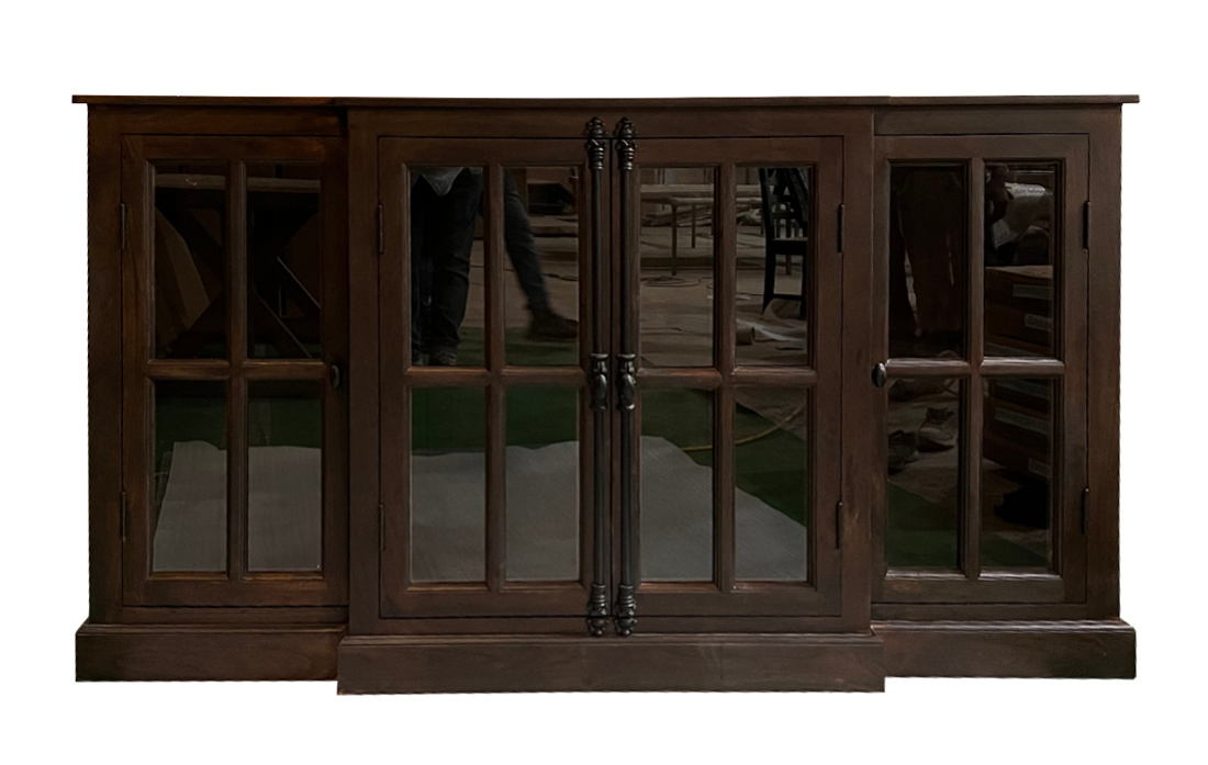 Billings 72" Acacia Breakfront 4 Door Sideboard - Black