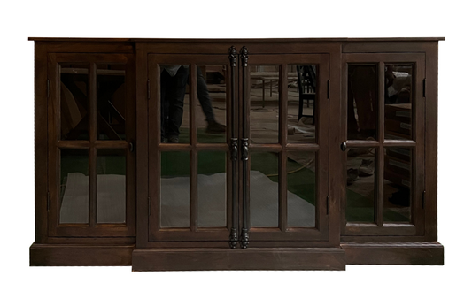 Billings 72" Acacia Breakfront 4 Door Sideboard - Black
