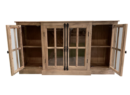 Billings 72" Acacia Breakfront 4 Door Sideboard - Gray