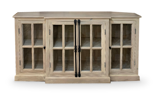 Billings 72" Acacia Breakfront 4 Door Sideboard - White Wash