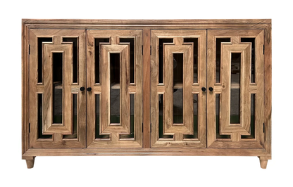 Dominic 71" Acacia 4 Door Glass Front Sideboard - Natural