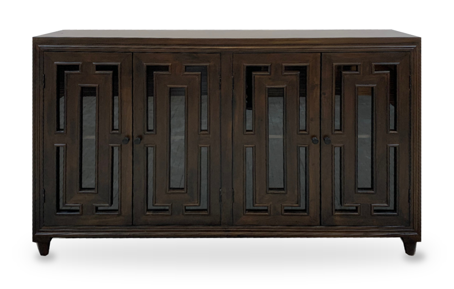 Dominic 71" Acacia 4 Door Glass Front Sideboard - Black