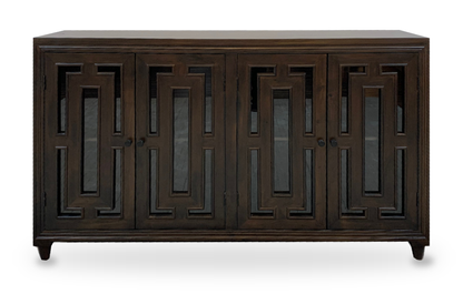 Dominic 71" Acacia 4 Door Glass Front Sideboard - Black