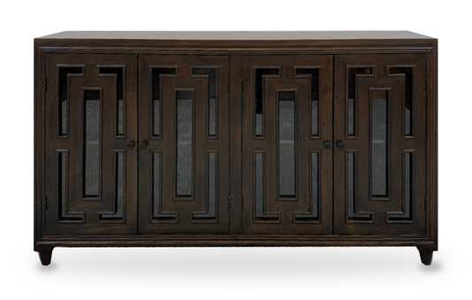 Dominic 71" Acacia 4 Door Glass Front Sideboard - Black