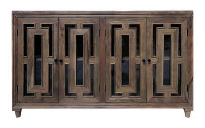 Dominic 71" Acacia 4 Door Glass Front Sideboard - Smoke
