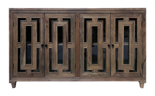 Dominic 71" Acacia 4 Door Glass Front Sideboard - Smoke