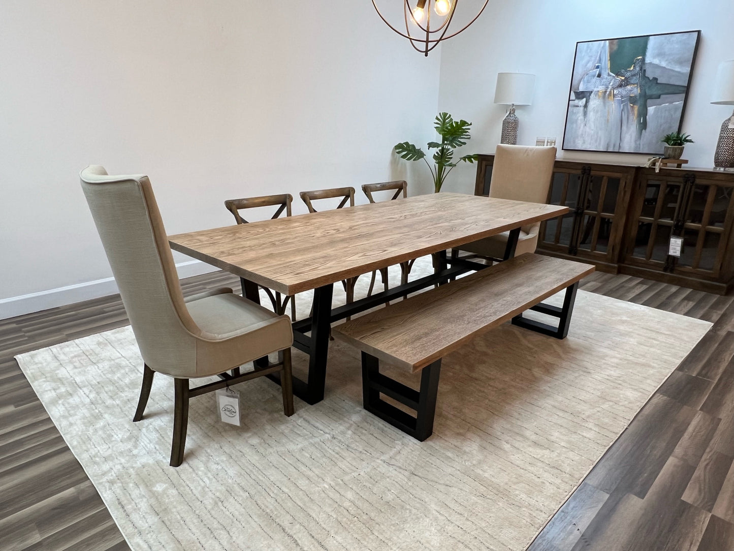 Wallace 96" Oak Dining Table - Sandblasted Natural