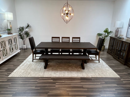 Bartholomew 96" Teak Live Edge Dining Table - Natural + Black