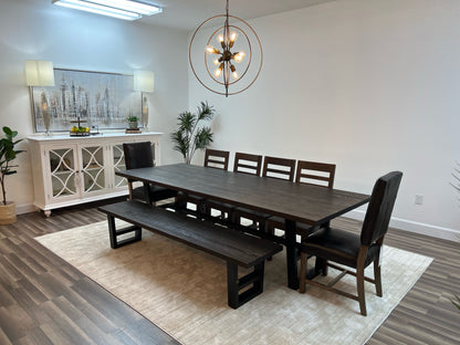 Wallace 108" Oak Dining Table - Sandblasted Black