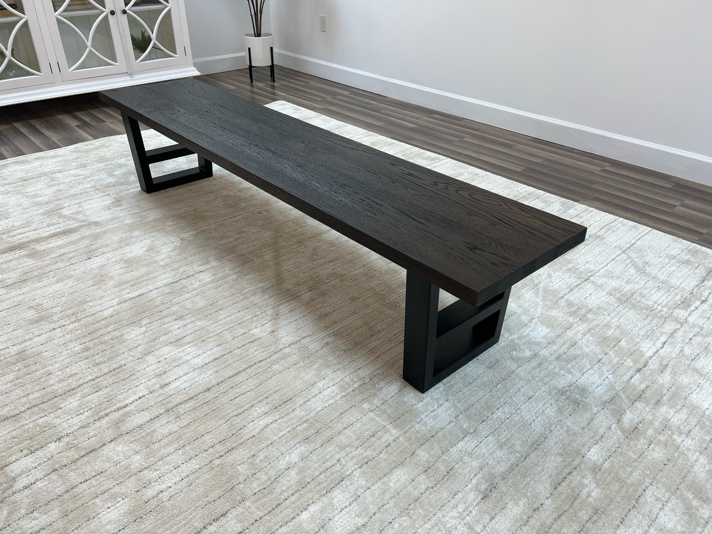 Wallace 84" Oak Dining Bench - Sandblasted Black