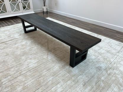Wallace 84" Oak Dining Bench - Sandblasted Black