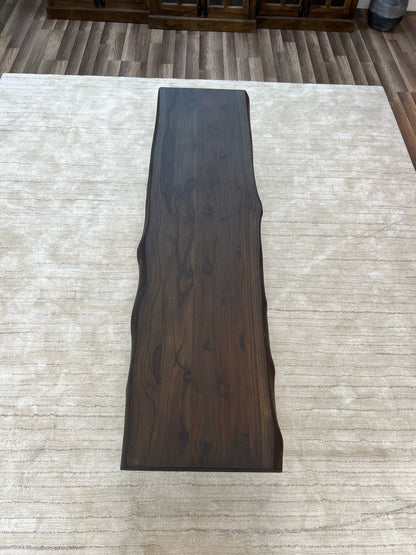 Bartholomew Teak Live Edge Dining Bench - Natural + Black