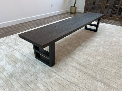 Wallace 84" Oak Dining Bench - Sandblasted Black
